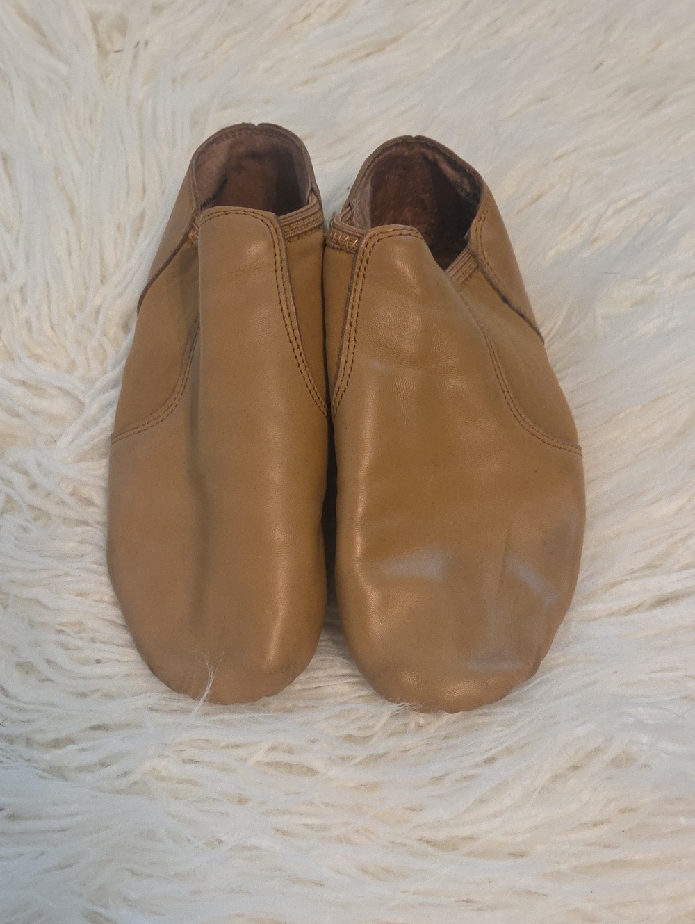 Balera Tan Slip-On Leather Jazz Shoes - Caramel Sz 4